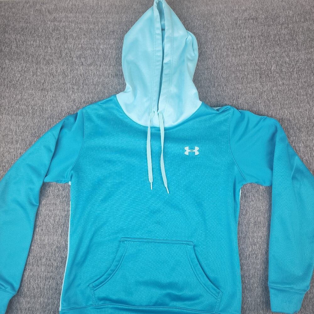 Under Armor Sweatshirt Womens Small Hoodie Two Toned Blue Logo Hooded Active